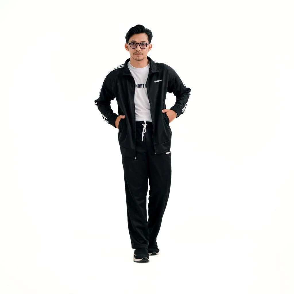 NORTHRE One set Sportswear Crossguild Black Two Strips Long Pants NTbasic thumbnail 3
