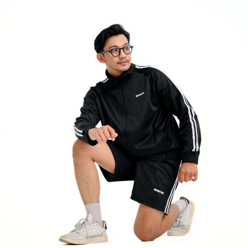 NORTHRE One set Sportswear Crossguild Shorts Black Two Strips NTbasic thumbnail 4
