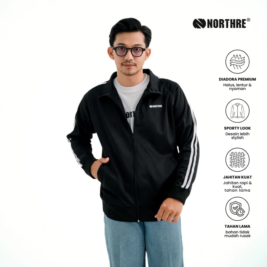 NORTHRE Jacket Tracktop Crossguild Black two strips NTbasic