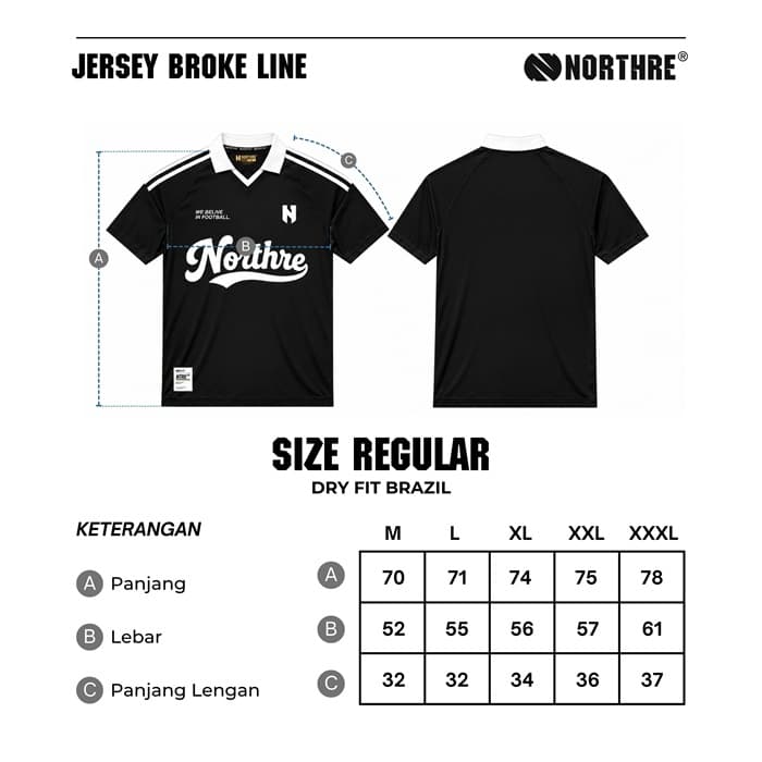 NORTHRE Jersey Broke Line Crossguild Football Sport Pria Wanita Regular Fit thumbnail 10
